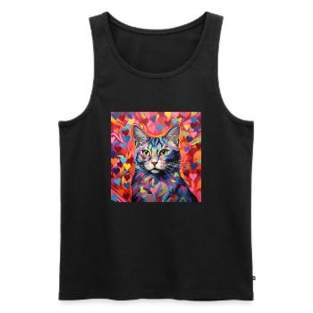 Katze, katzenmotiv, herz, geschenk, geschenkideen - Männer Premium Bio Tank Top - Schwarz - Vorne - Michal (187cm)