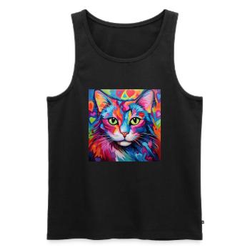 Katze, katzenmotiv, herz, geschenk, geschenkideen - Männer Premium Bio Tank Top - Schwarz - Vorne - Michal (187cm)
