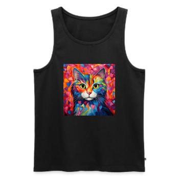 Katze, katzenmotiv, herz, geschenk, geschenkideen - Männer Premium Bio Tank Top - Schwarz - Vorne - Michal (187cm)
