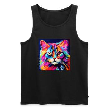 Katze, katzenmotiv, bunt, geschenk, geschenkideen - Männer Premium Bio Tank Top - Schwarz - Vorne - Michal (187cm)