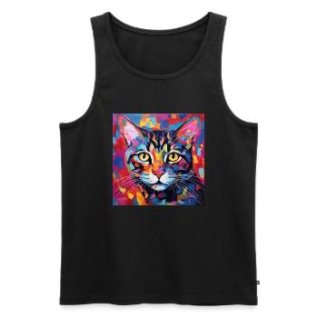 Katze, katzenmotiv, popart, geschenk, geschenkidee - Männer Premium Bio Tank Top - Schwarz - Vorne - Michal (187cm)