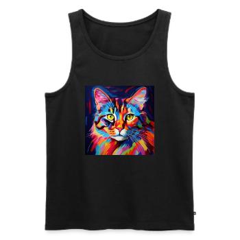Katze, katzenmotiv, bunt, geschenk, geschenkideen - Männer Premium Bio Tank Top - Schwarz - Vorne - Michal (187cm)