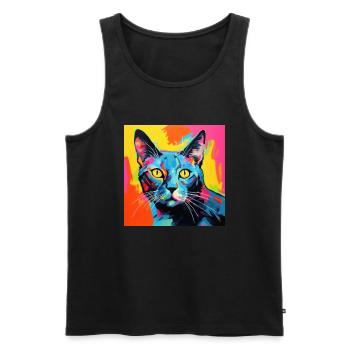 Katze, katzenmotiv, popart, geschenk, geschenkidee - Männer Premium Bio Tank Top - Schwarz - Vorne - Michal (187cm)