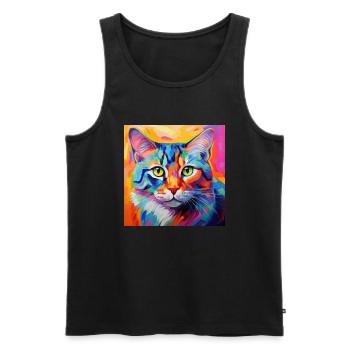 Katze, katzenmotiv, popart, geschenk, geschenkidee - Männer Premium Bio Tank Top - Schwarz - Vorne - Michal (187cm)
