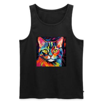 Katze, katzenmotiv, popart, geschenk, geschenkidee - Männer Premium Bio Tank Top - Schwarz - Vorne - Michal (187cm)