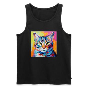 Katze, katzenmotiv, popart, geschenk, geschenkidee - Männer Premium Bio Tank Top - Schwarz - Vorne - Michal (187cm)