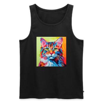 Katze, katzenmotiv, popart, geschenk, geschenkidee - Männer Premium Bio Tank Top - Schwarz - Vorne - Michal (187cm)