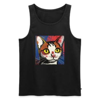 Katze, katzenmotiv, comic, geschenk, geschenkideen - Männer Premium Bio Tank Top - Schwarz - Vorne - Michal (187cm)
