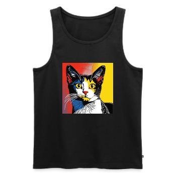 Katze, katzenmotiv, comic, geschenk, geschenkideen - Männer Premium Bio Tank Top - Schwarz - Vorne - Michal (187cm)