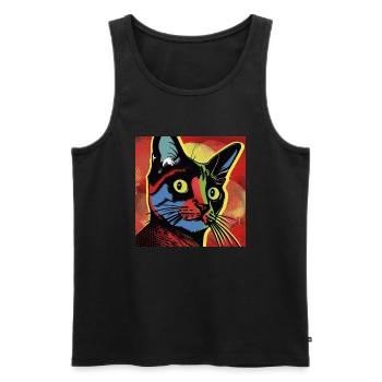 Chat, motif de chat, bande dessinée - Débardeur bio Premium Homme - noir - Devant - Michal (187cm)