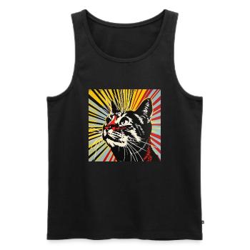 Chat, motif de chat, bande dessinée - Débardeur bio Premium Homme - noir - Devant - Michal (187cm)