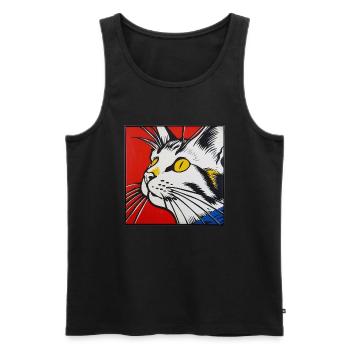 Chat, motif de chat, bande dessinée - Débardeur bio Premium Homme - noir - Devant - Michal (187cm)