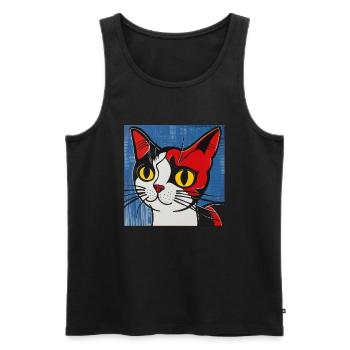 Chat, motif de chat, bande dessinée - Débardeur bio Premium Homme - noir - Devant - Michal (187cm)