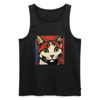 Katze, katzenmotiv, comic, geschenk, geschenkideen - Männer Premium Bio Tank Top - Schwarz - Vorne - Michal (187cm)