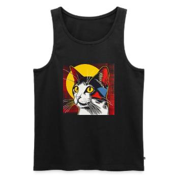 Chat, Motif De Chat - Débardeur bio Premium Homme - noir - Devant - Michal (187cm)