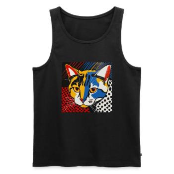 Chat, Motif De Chat - Débardeur bio Premium Homme - noir - Devant - Michal (187cm)
