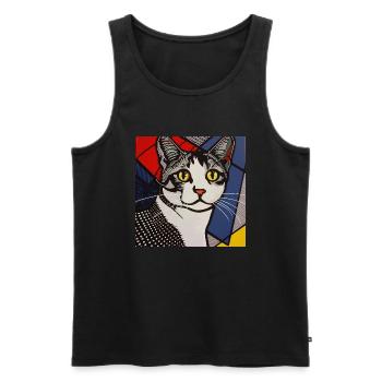 Cat, Cat Motif - Men's Premium Organic Tank Top - black - Front - Michal (187cm)