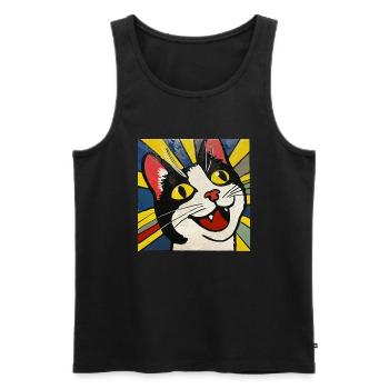 Chat, Motif De Chat - Débardeur bio Premium Homme - noir - Devant - Michal (187cm)