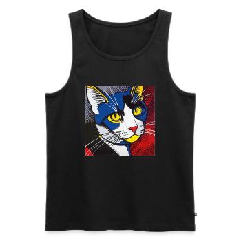 Chat, Motif De Chat - Débardeur bio Premium Homme - noir - Devant - Michal (187cm)