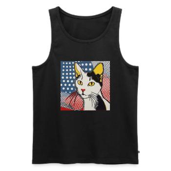 Chat, Motif De Chat - Débardeur bio Premium Homme - noir - Devant - Michal (187cm)