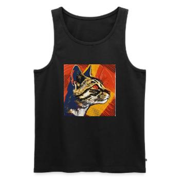 Chat, Motif De Chat - Débardeur bio Premium Homme - noir - Devant - Michal (187cm)