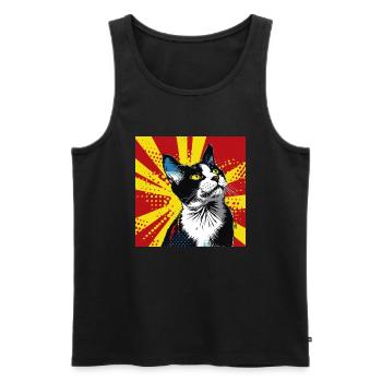 Chat, Motif De Chat - Débardeur bio Premium Homme - noir - Devant - Michal (187cm)