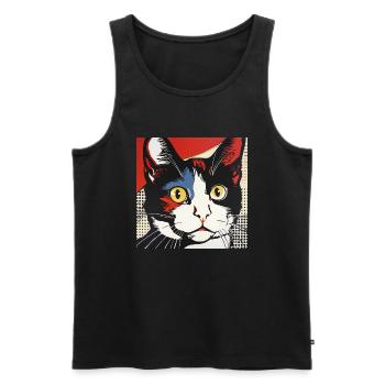 Chat, Motif De Chat - Débardeur bio Premium Homme - noir - Devant - Michal (187cm)