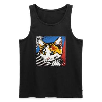 Cat, Cat Motif - Men's Premium Organic Tank Top - black - Front - Michal (187cm)