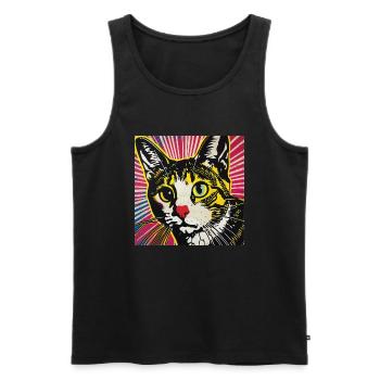 Chat, Motif De Chat - Débardeur bio Premium Homme - noir - Devant - Michal (187cm)