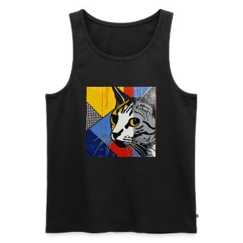 Chat, Motif De Chat - Débardeur bio Premium Homme - noir - Devant - Michal (187cm)
