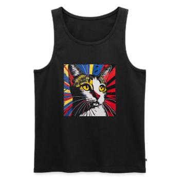 Chat, Motif De Chat - Débardeur bio Premium Homme - noir - Devant - Michal (187cm)
