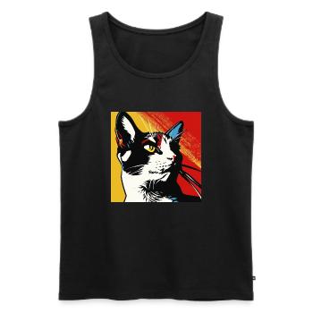 Chat, Motif De Chat - Débardeur bio Premium Homme - noir - Devant - Michal (187cm)