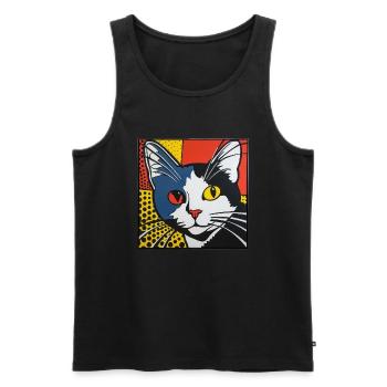 Chat, Motif De Chat - Débardeur bio Premium Homme - noir - Devant - Michal (187cm)