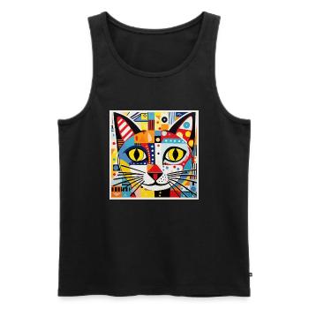 Cat, Cat Motif - Men's Premium Organic Tank Top - black - Front - Michal (187cm)