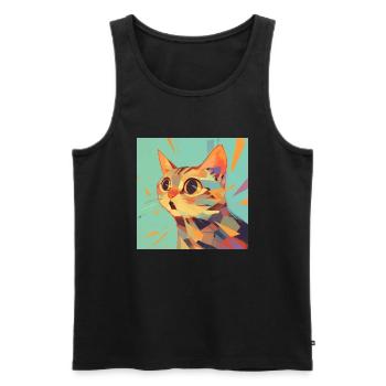 Cat, Cat Motif - Men's Premium Organic Tank Top - black - Front - Michal (187cm)