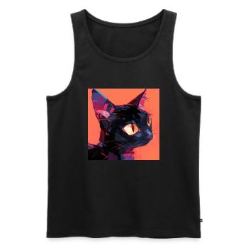 Cat, Cat Motif - Men's Premium Organic Tank Top - black - Front - Michal (187cm)