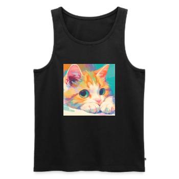 Cat, Cat Motif - Men's Premium Organic Tank Top - black - Front - Michal (187cm)