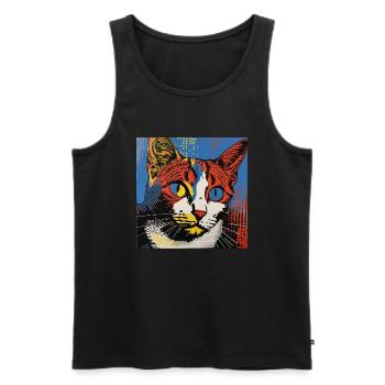 Chat, Motif De Chat - Débardeur bio Premium Homme - noir - Devant - Michal (187cm)