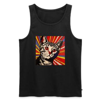 Cat, Cat Motif - Men's Premium Organic Tank Top - black - Front - Michal (187cm)