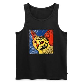 Chat, Motif De Chat - Débardeur bio Premium Homme - noir - Devant - Michal (187cm)