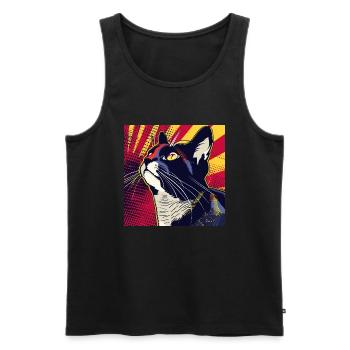 Cat, Cat Motif - Men's Premium Organic Tank Top - black - Front - Michal (187cm)