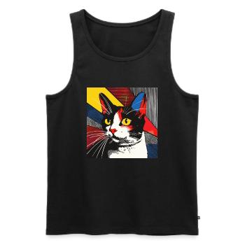 Chat, Motif De Chat - Débardeur bio Premium Homme - noir - Devant - Michal (187cm)