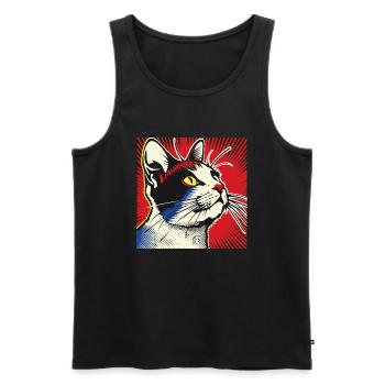 Chat, Motif De Chat - Débardeur bio Premium Homme - noir - Devant - Michal (187cm)