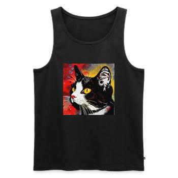 Cat, Cat Motif - Men's Premium Organic Tank Top - black - Front - Michal (187cm)