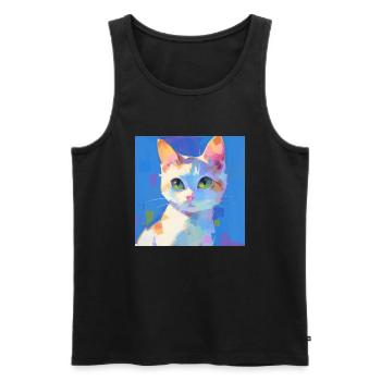 Katze, katzenmotiv - Männer Premium Bio Tank Top - Schwarz - Vorne - Michal (187cm)