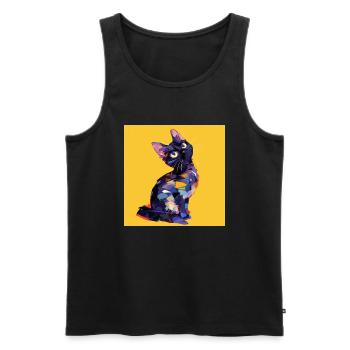 Cat, Cat Motif - Men's Premium Organic Tank Top - black - Front - Michal (187cm)