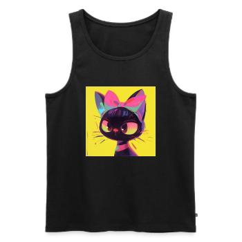 Chat, Motif De Chat - Débardeur bio Premium Homme - noir - Devant - Michal (187cm)