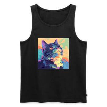 Cat, Cat Motif - Men's Premium Organic Tank Top - black - Front - Michal (187cm)