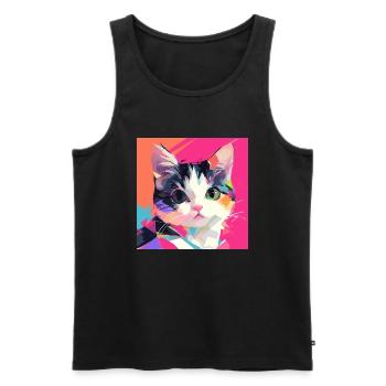 Cat, Cat Motif - Men's Premium Organic Tank Top - black - Front - Michal (187cm)