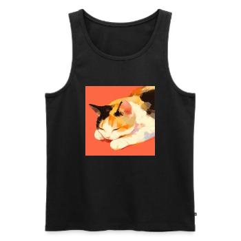 Cat, Cat Motif - Men's Premium Organic Tank Top - black - Front - Michal (187cm)
